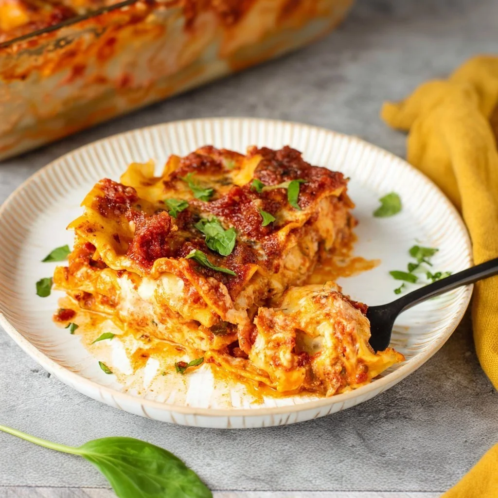 Delicious homemade cheese lasagna, layers of cheese and pasta baked to perfection.