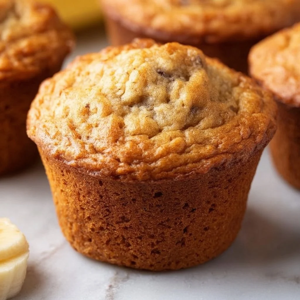 Freshly baked banana muffins on a cooling rack