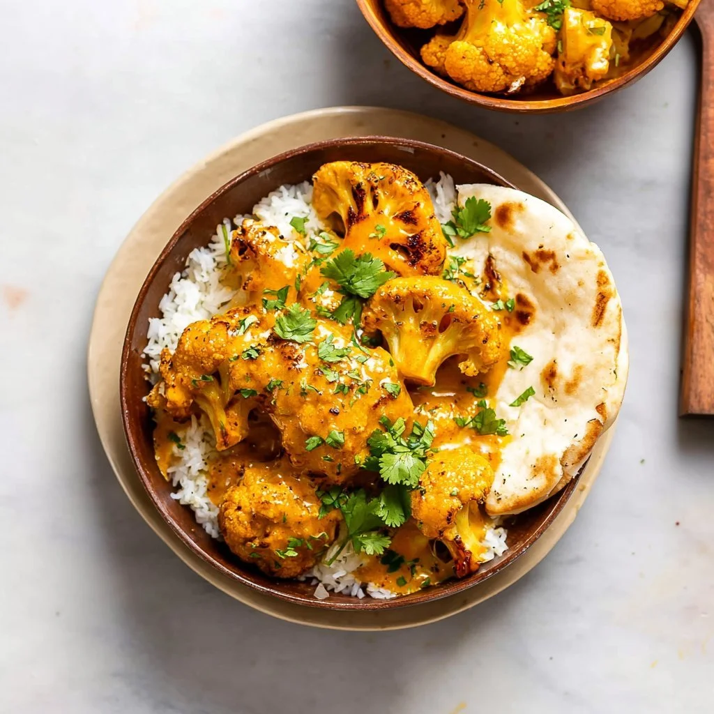 Delicious butter cauliflower dish served in a bowl with herbs.