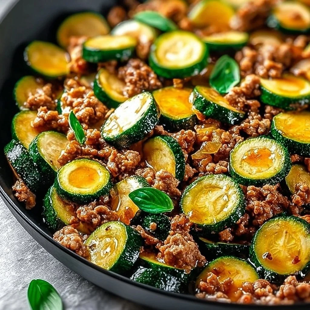 Ground Turkey and Zucchini Skillet dish, healthy and flavorful recipe