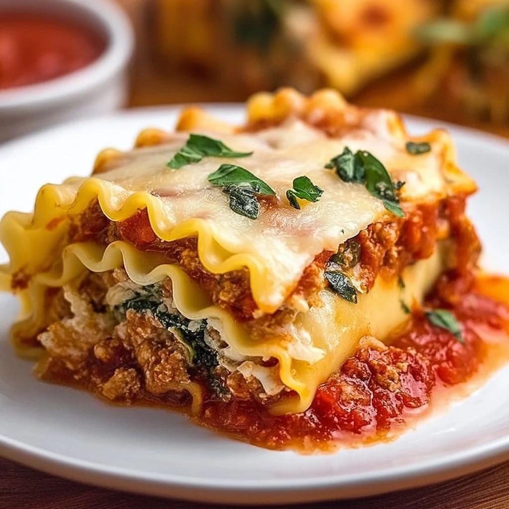 Delicious lasagna roll ups filled with cheese and tomato sauce