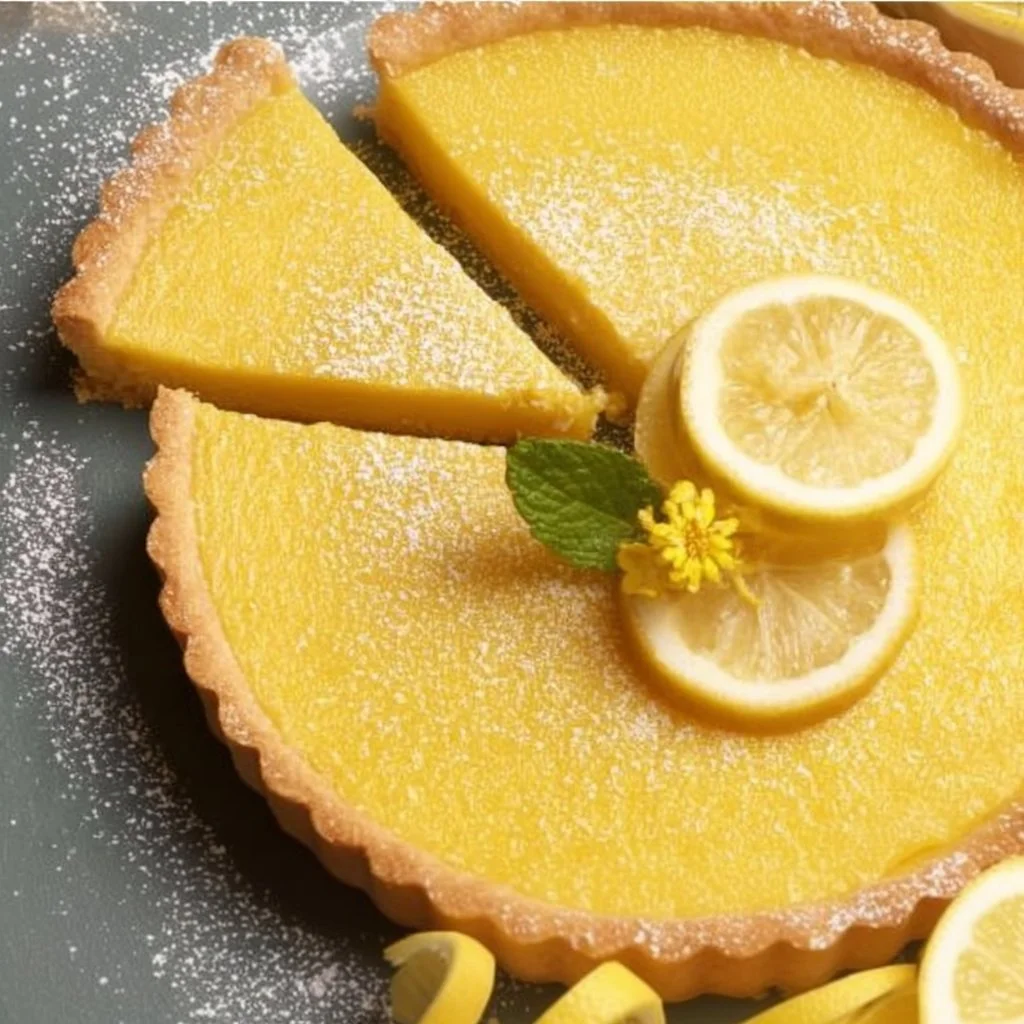 Delicious homemade lemon tart with a golden crust and fresh lemon filling.