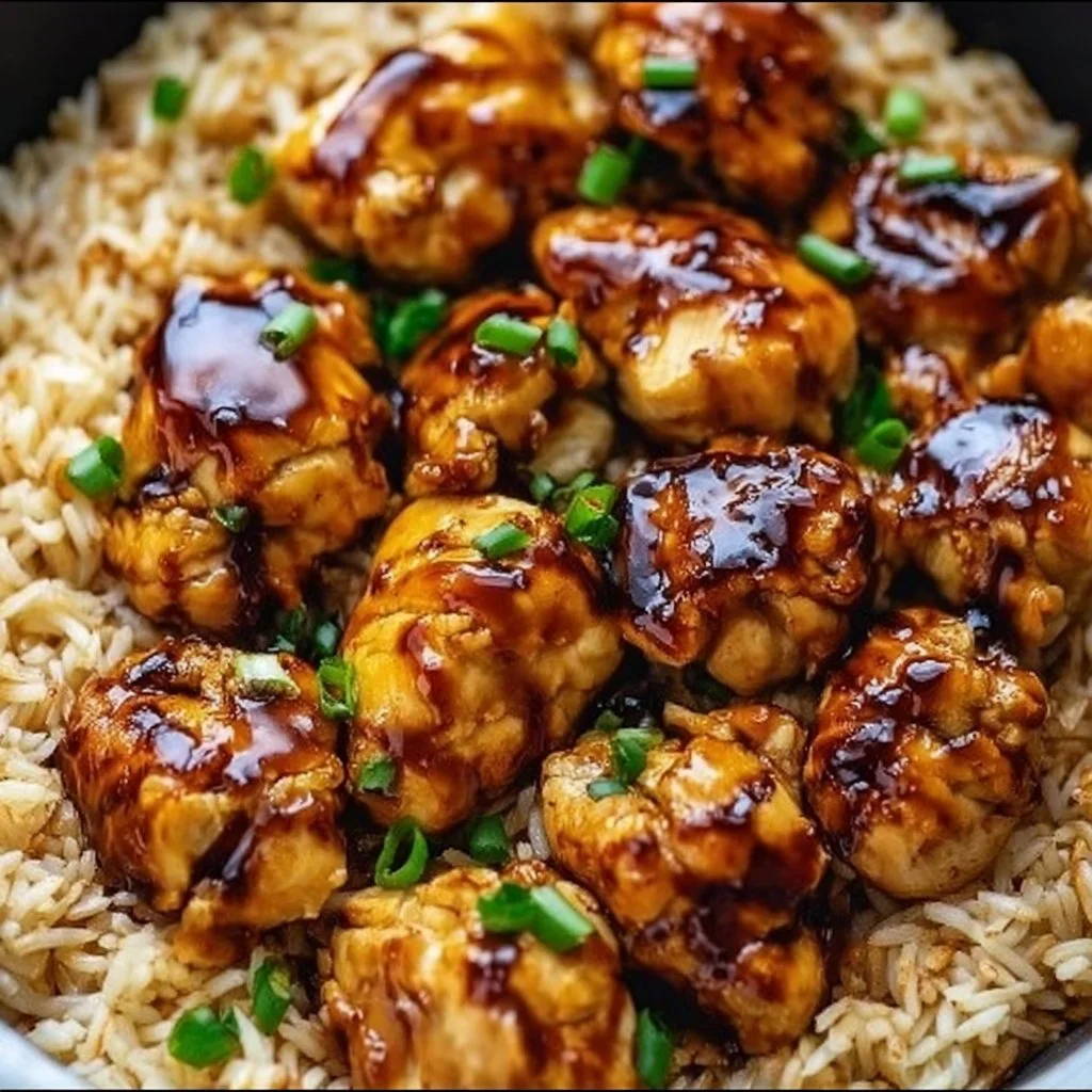 One-Pan Honey BBQ Chicken served with Rice for a quick weeknight meal