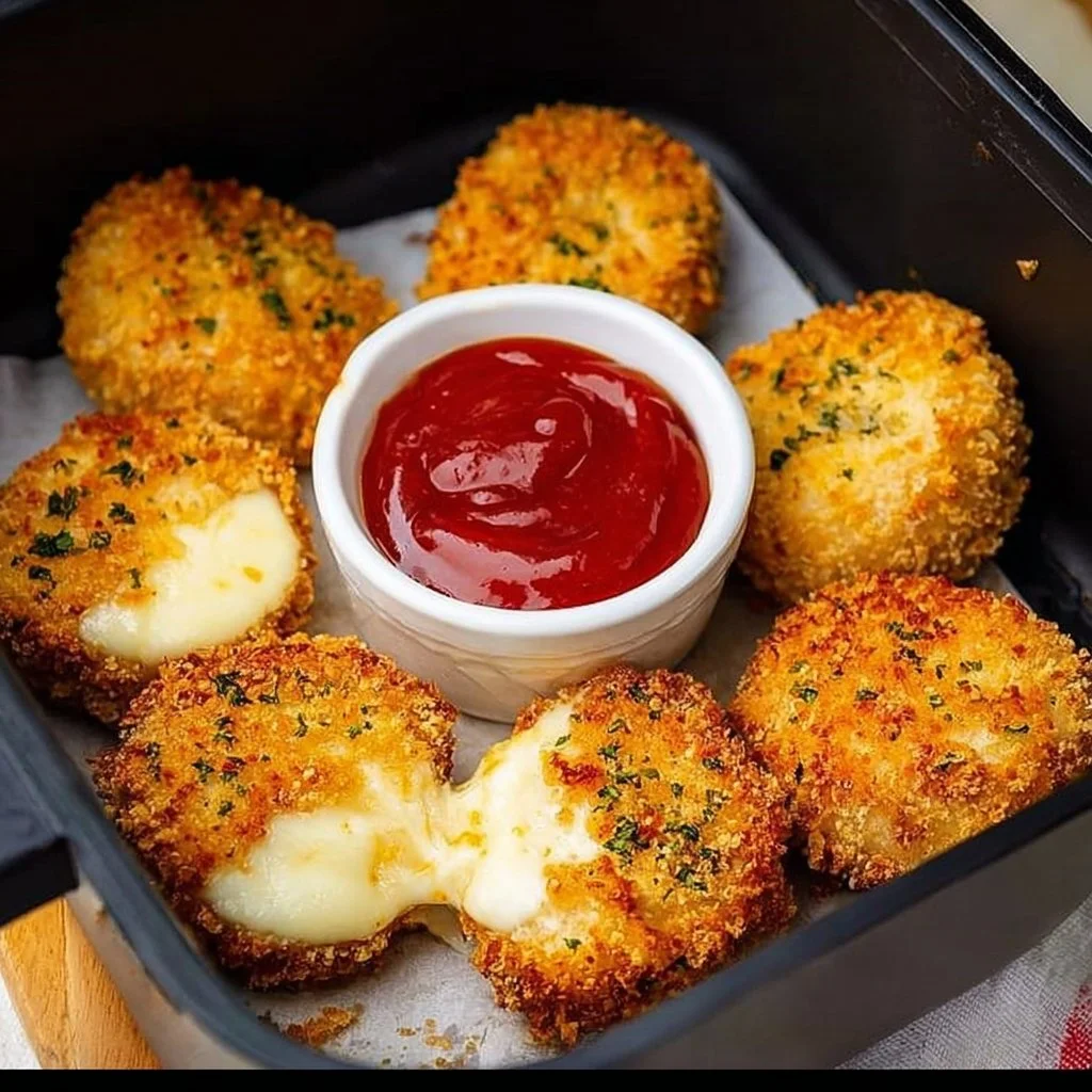 Crispy Air Fried Babybel Cheese with a golden brown exterior