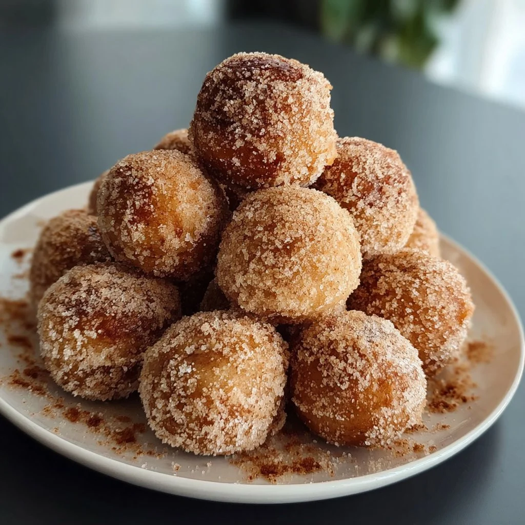 Delicious banana donut holes, freshly made and served warm.