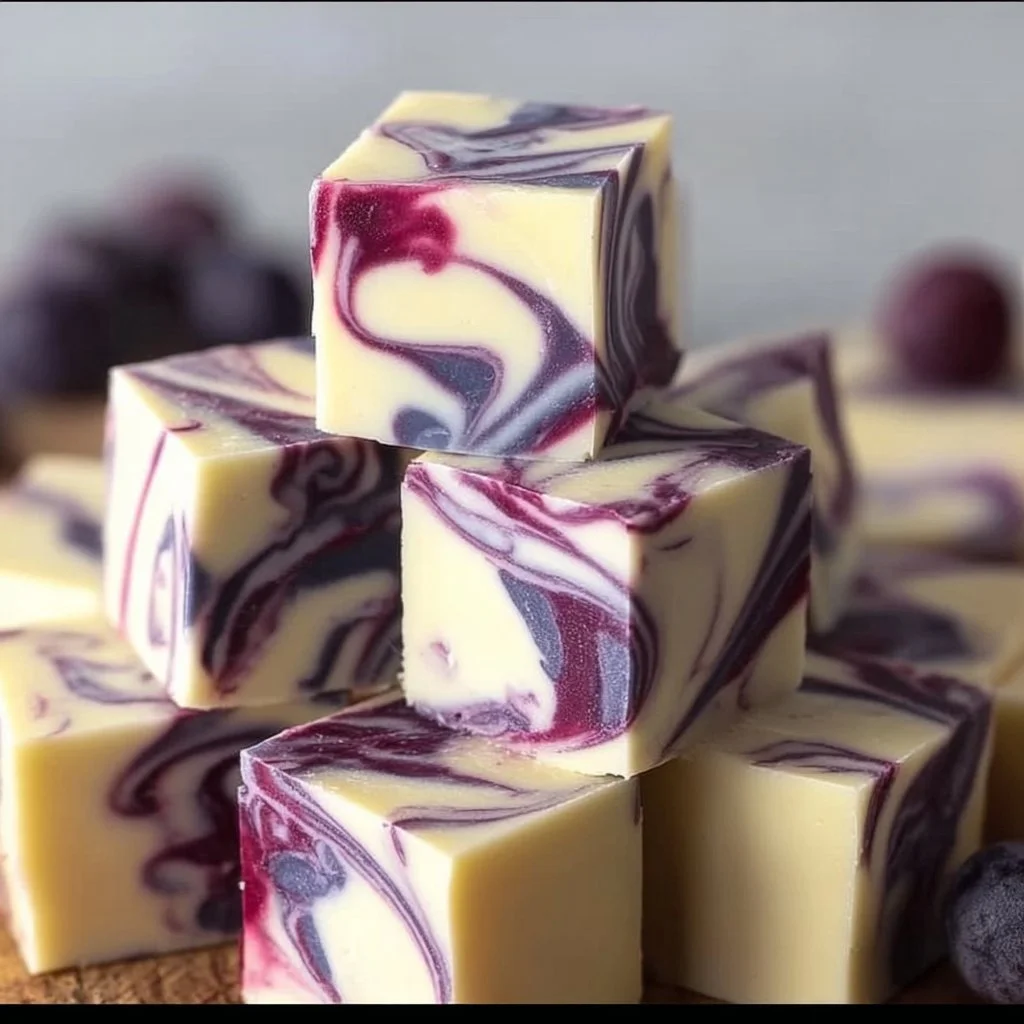 Delicious homemade blueberry fudge with rich flavor and vibrant color.