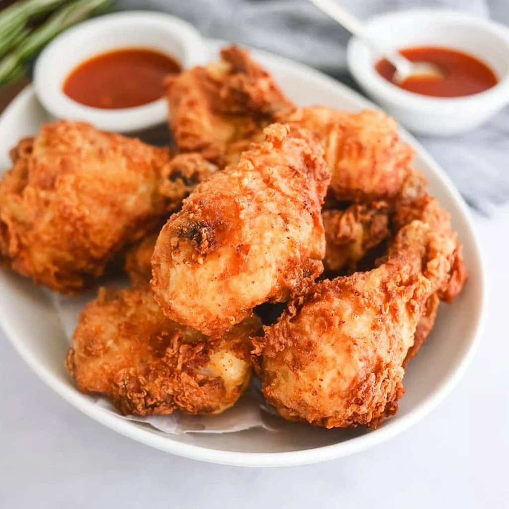 Deliciously crispy buttermilk fried chicken served with sides