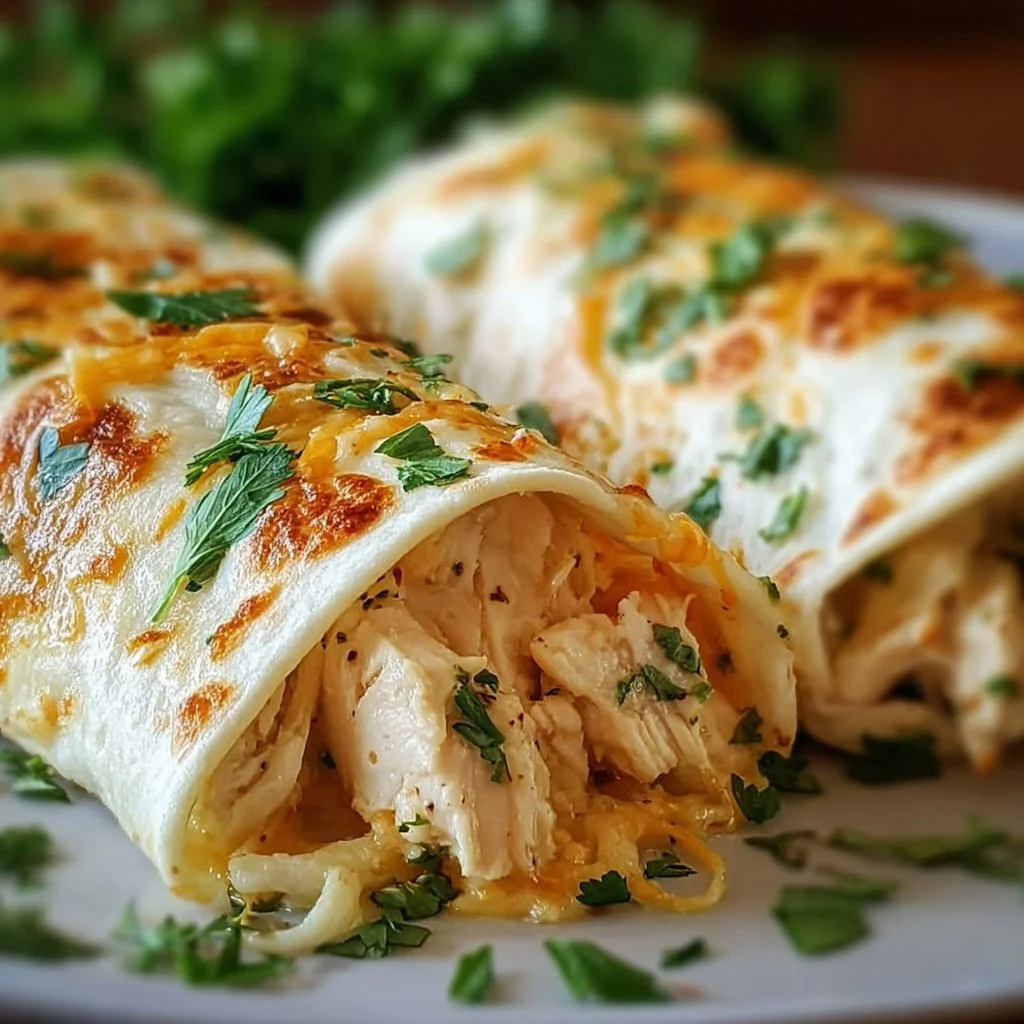 Cheesy Chicken Garlic Wraps filled with savory ingredients and herbs