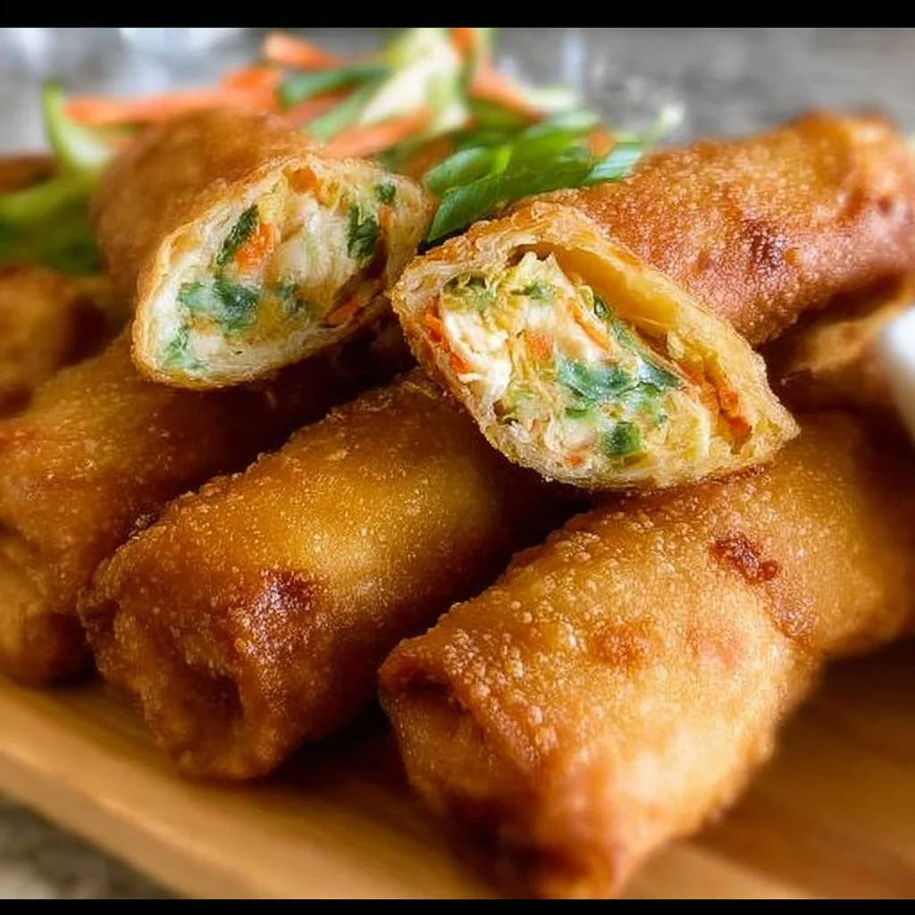 Crispy Crab Rangoon Egg Rolls served with dipping sauce
