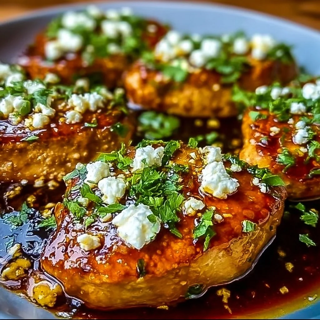 Delicious hot honey feta chicken served with fresh herbs and spices