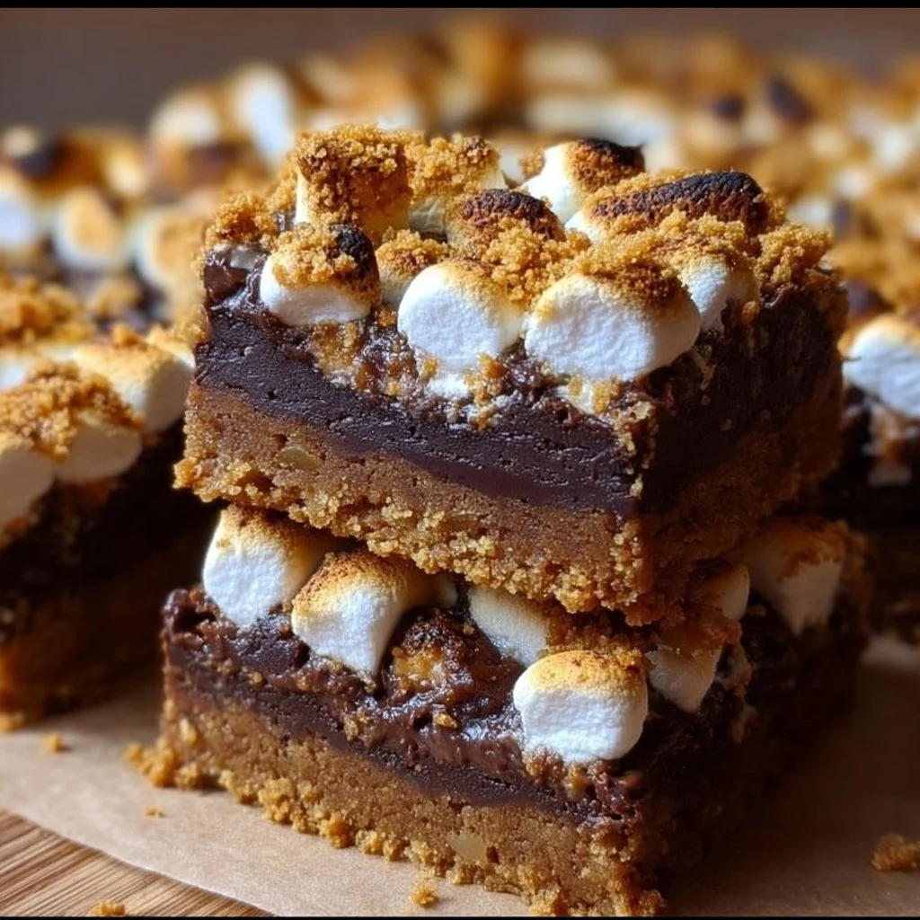 Delicious Smores Gingerbread Cookie Bars with chocolate and marshmallows
