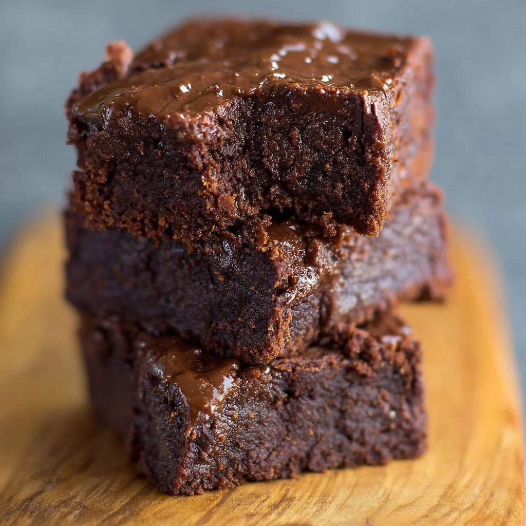 Delicious sweet potato brownies served on a wooden plate