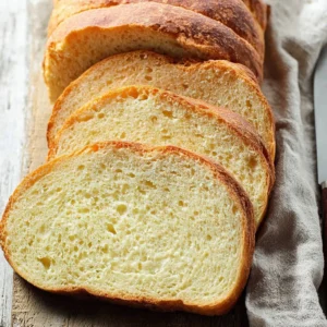 Homemade Cottage Cheese Bread served on a rustic wooden table.