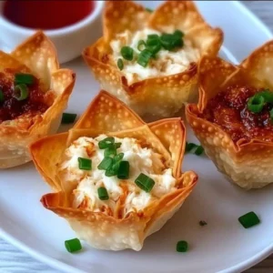 Crispy Crab Rangoon Wonton Cups filled with creamy crab mixture