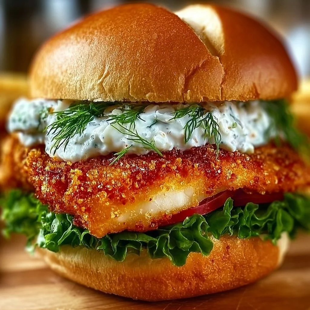 Delicious crispy fried cod sandwich with fresh toppings and golden-battered fish