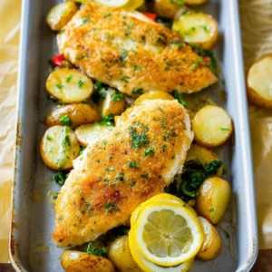 Creamy Italian chicken dish garnished with herbs on a plate