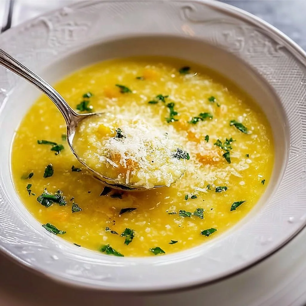 Bowl of hearty Italian Penicillin Soup with fresh vegetables and herbs
