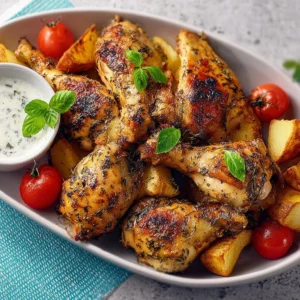 Juicy baked chicken pieces seasoned and ready to eat