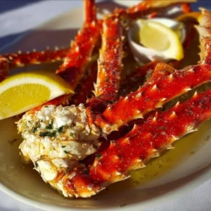 Delicious boiled king crab legs ready to serve