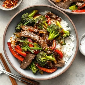 Delicious simple steak stir fry with colorful vegetables