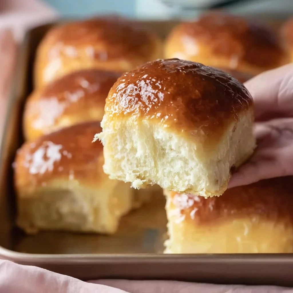 Delicious Hawaiian sweet rolls on a baking tray, ready to enjoy.