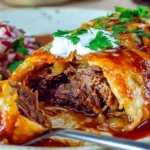 Delicious beef and potato enchiladas served on a plate