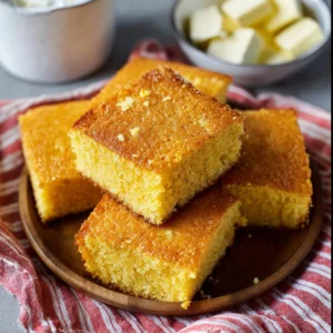 Delicious homemade Buttermilk Cornbread served warm with butter.