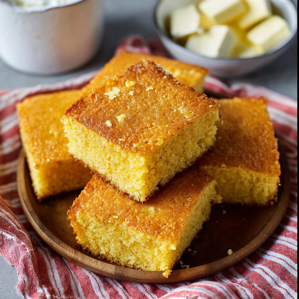 Delicious homemade Buttermilk Cornbread served warm with butter.