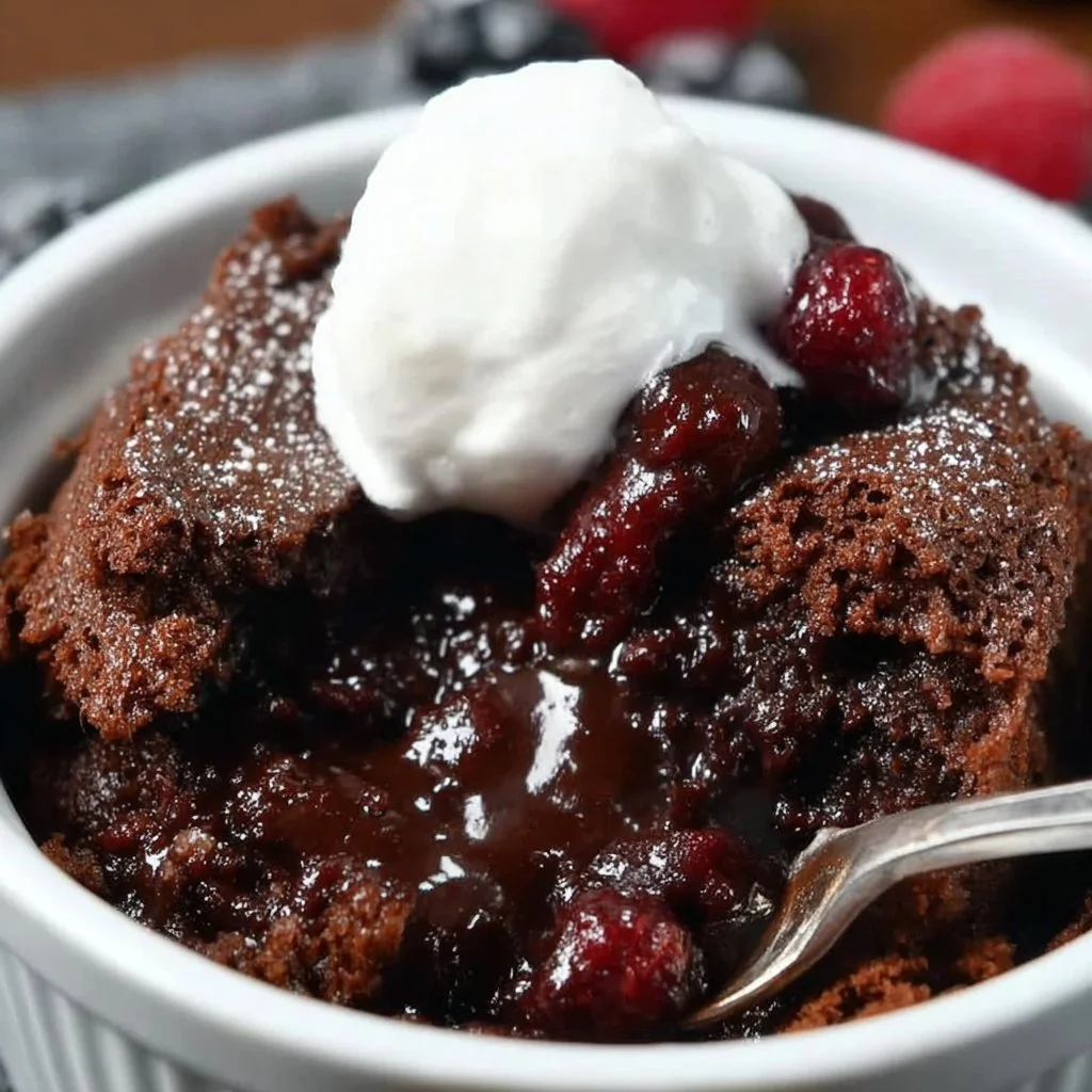 Delicious Chocolate Lava Cake with molten chocolate center