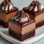 Delicious Chocolate Mousse Brownies with creamy chocolate topping
