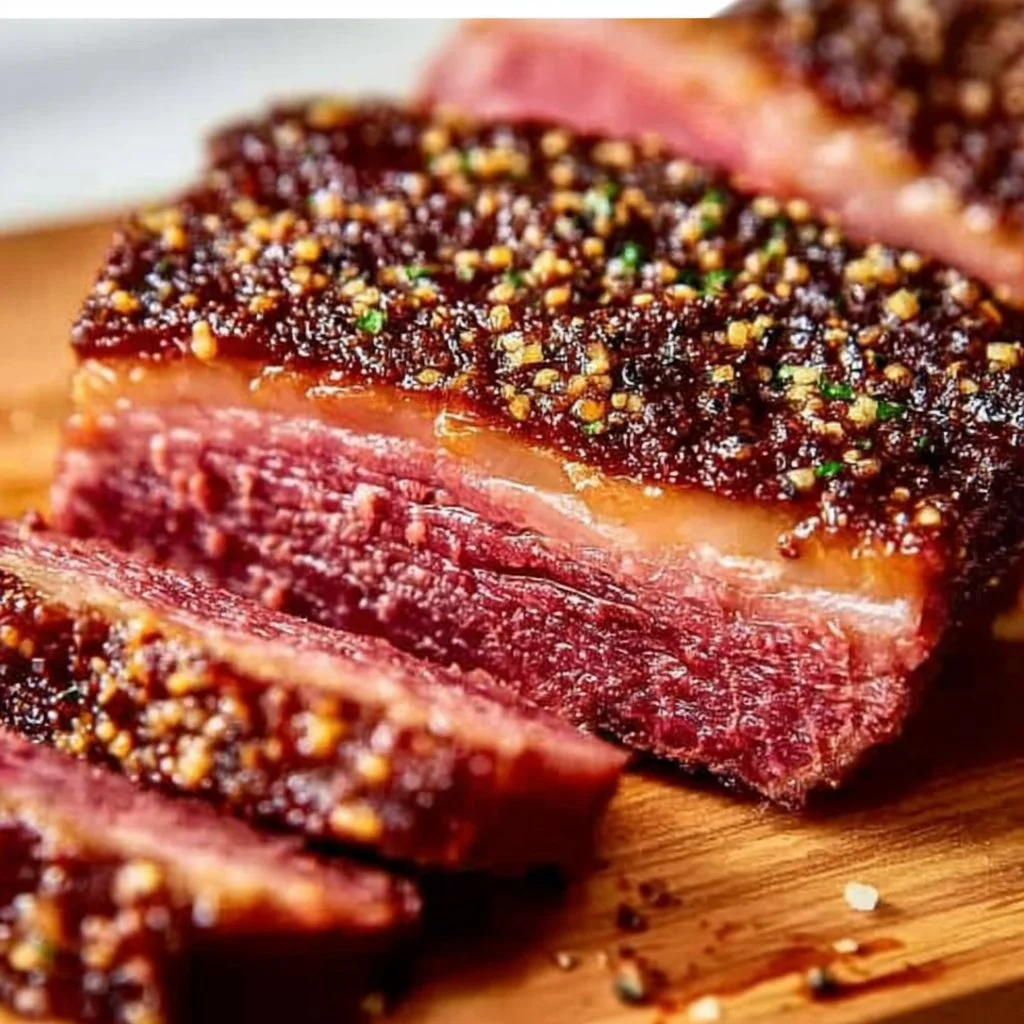 Deliciously cooked corned beef served with flavorful vegetables and spices