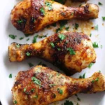 Easy baked chicken drumsticks seasoned and ready to serve for dinner