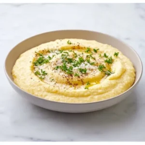 Creamy Parmesan polenta dish by Ina Garten, served in a bowl.