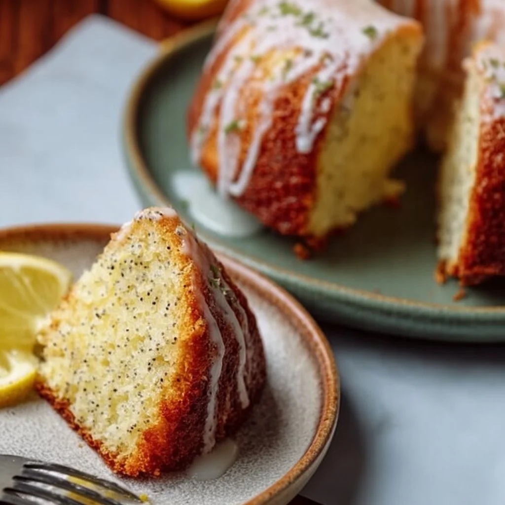 Ina Garten's lemon poppyseed cake with lemon glaze and poppy seeds