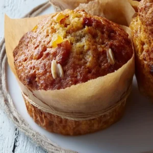 Homemade Ina Garten Morning Glory Muffins served on a plate.