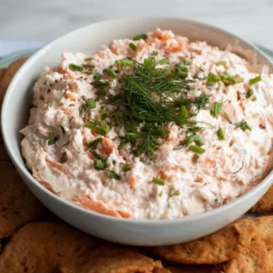 Delicious smoked salmon dip recipe by Ina Garten served in a bowl