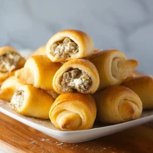 Sausage cream cheese crescent rolls baked to golden perfection
