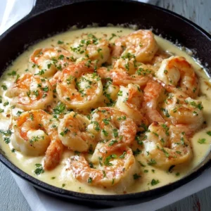 Shrimp in creamy sauce served over pasta