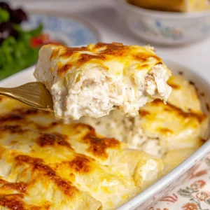 Delicious white chicken enchiladas served on a plate with toppings