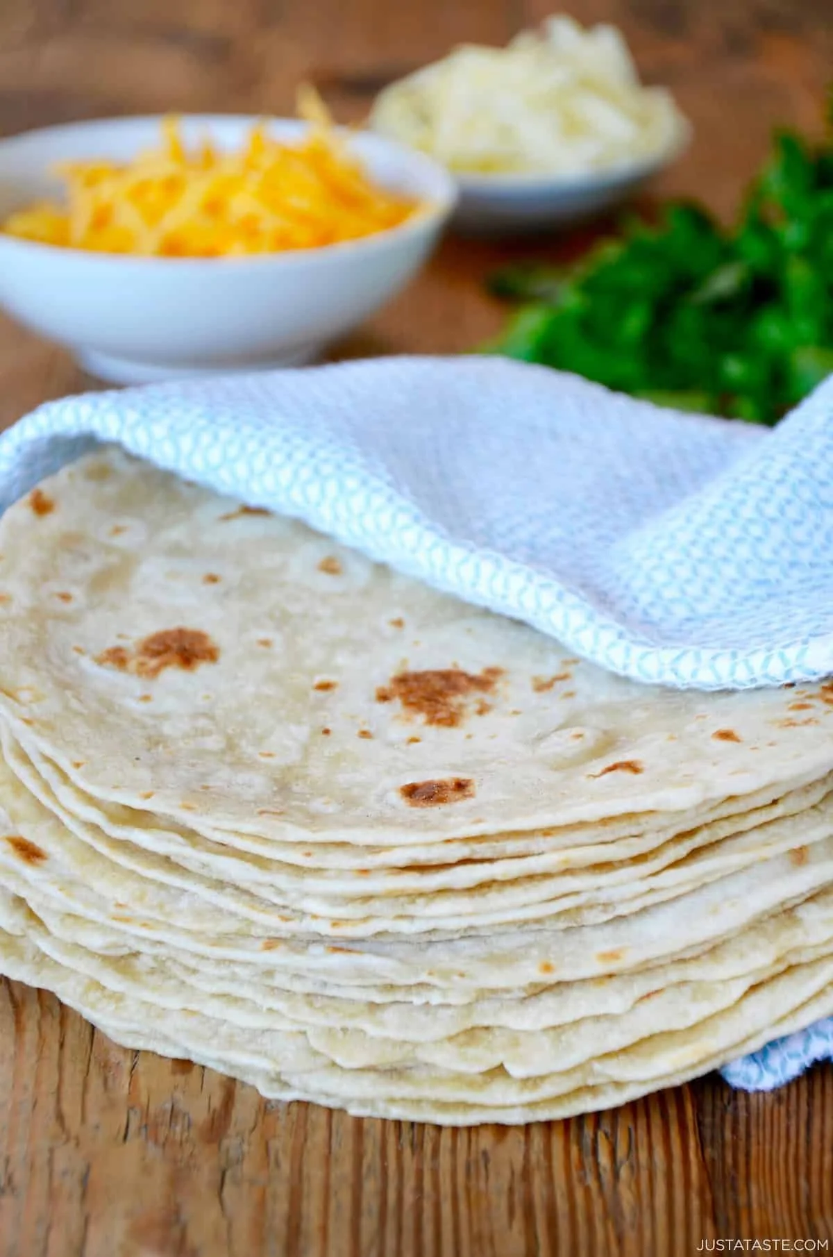 Freshly made homemade flour tortillas ready for serving