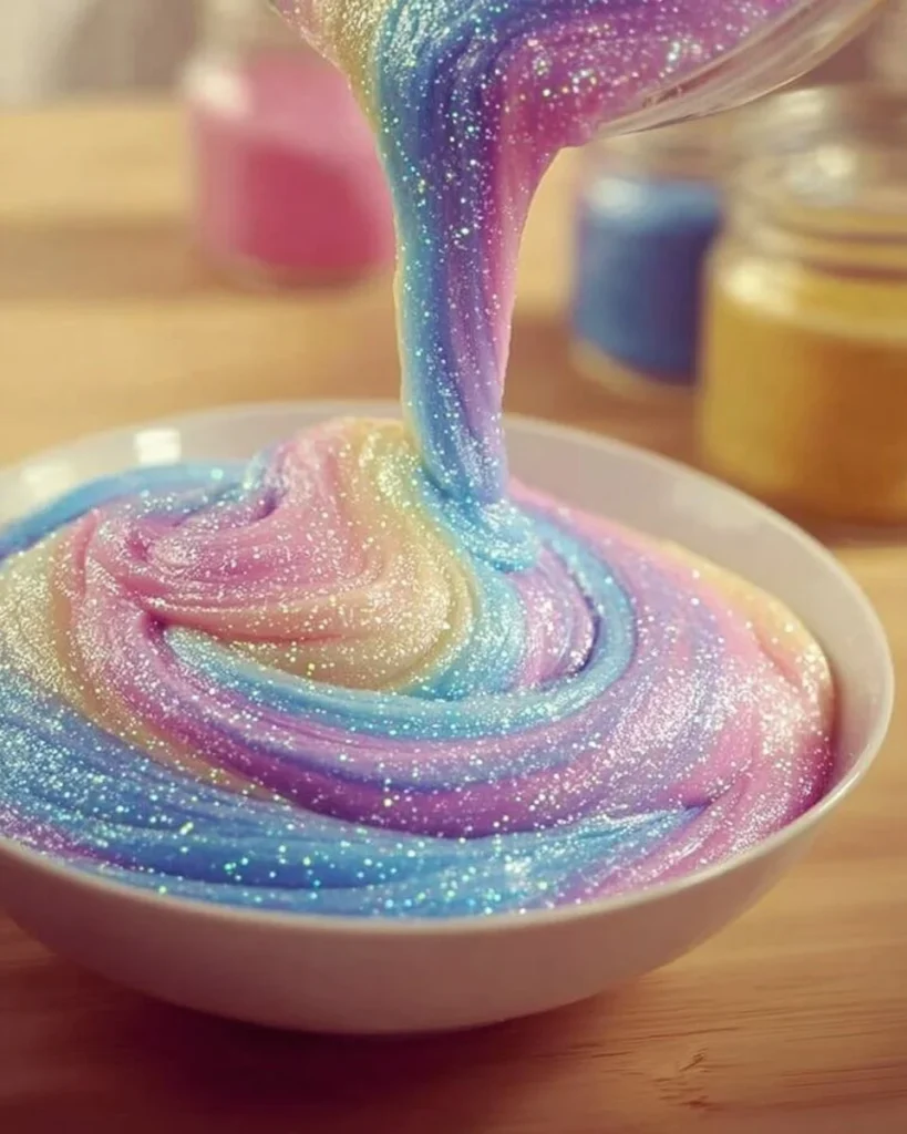 Colorful bubble dough made with cornstarch and dish soap for imaginative fun.