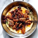 Delicious Baked Brie topped with honey and nuts, served with crackers.