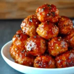 Baked orange chicken meatballs served with a fresh garnish on a plate