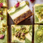 Delicious Baklava Cheesecake Bars with layers of nuts and creamy cheesecake