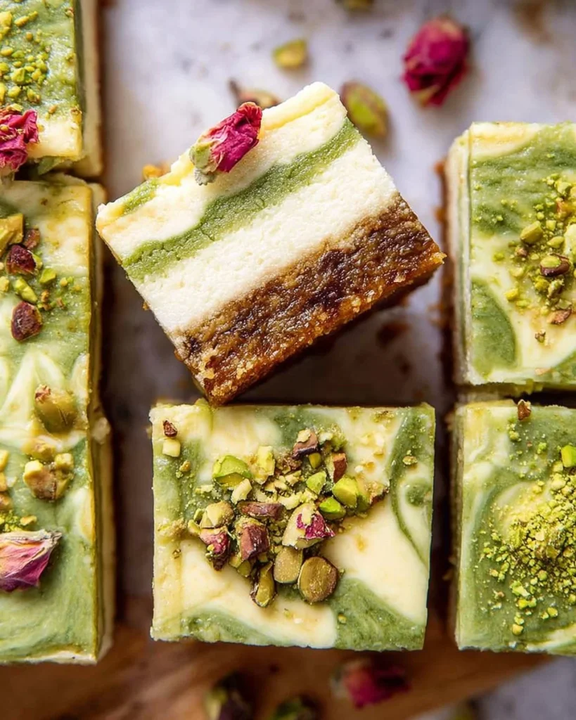 Delicious Baklava Cheesecake Bars with layers of nuts and creamy cheesecake