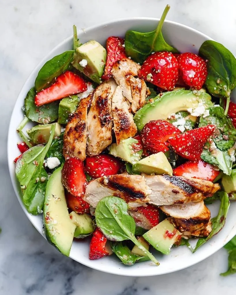 Balsamic Strawberry Chicken Salad with fresh strawberries and grilled chicken