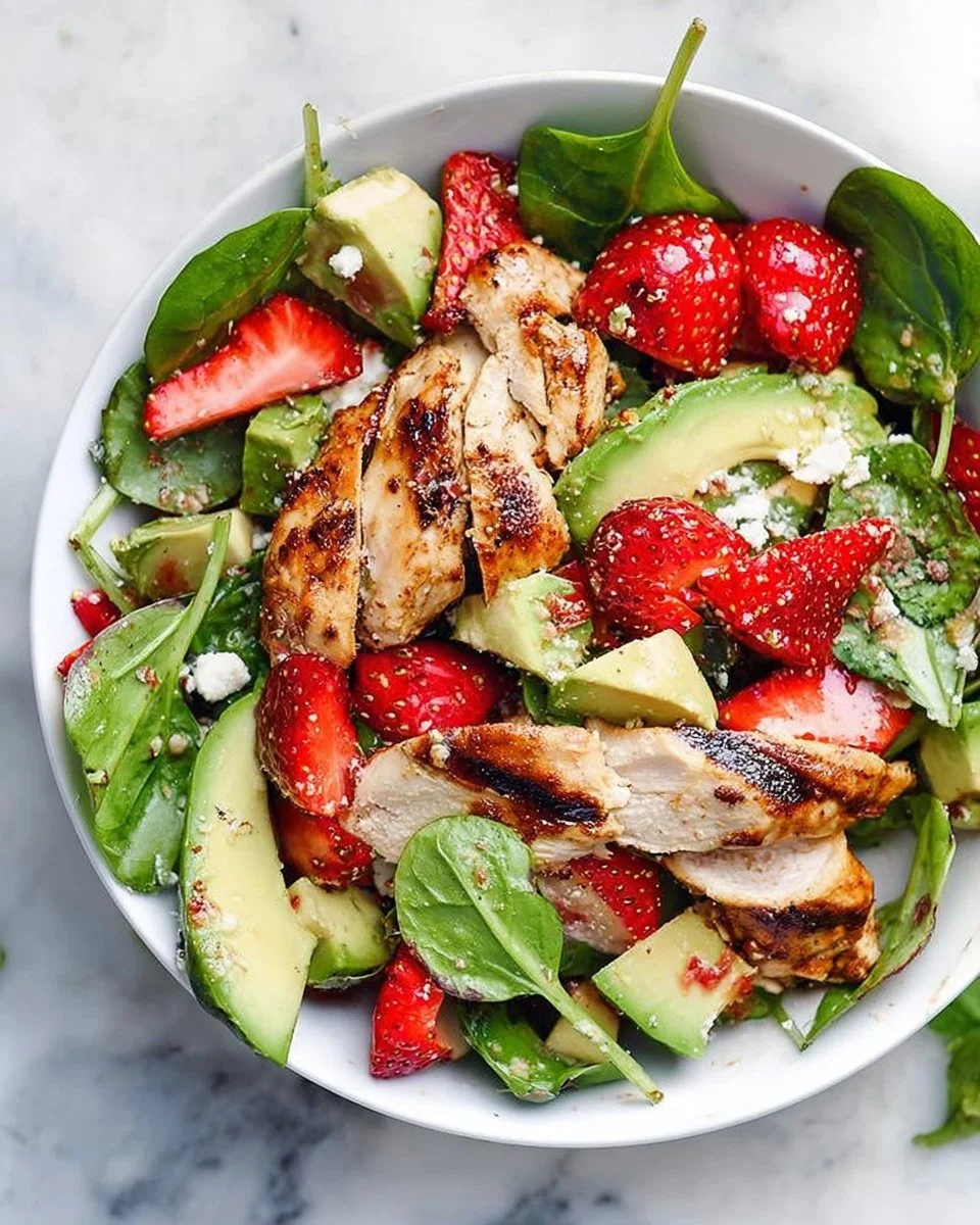 Balsamic Strawberry Chicken Salad with fresh strawberries and grilled chicken