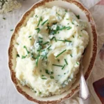 Delicious blue cheese mashed potatoes served in a bowl