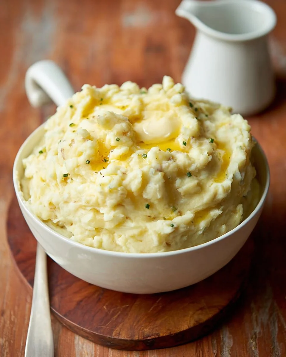 Creamy Boursin mashed potatoes served in a bowl
