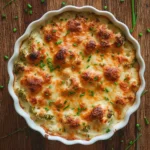 Creamy Broccoli Cauliflower Bake topped with cheese, baked to perfection.